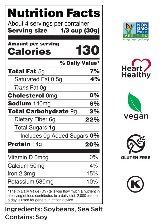 Dry Roasted Edamame Sea Salt Nutrition Facts