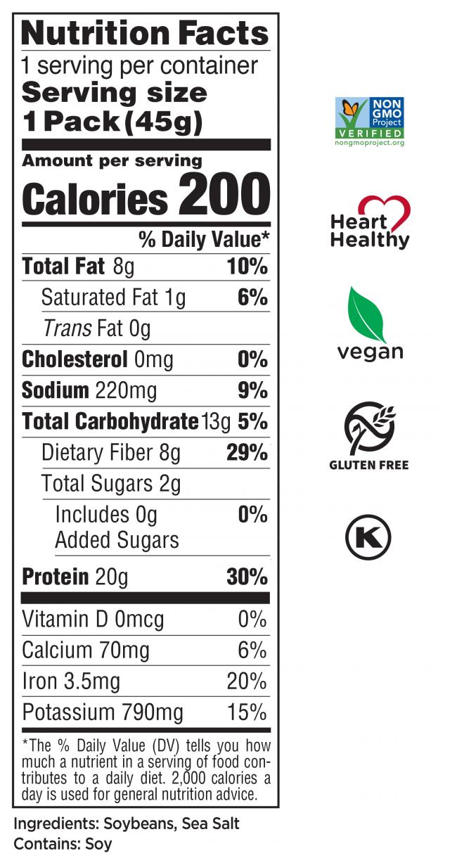 Dry Roasted Edamame Sea Salt Nutrition Facts