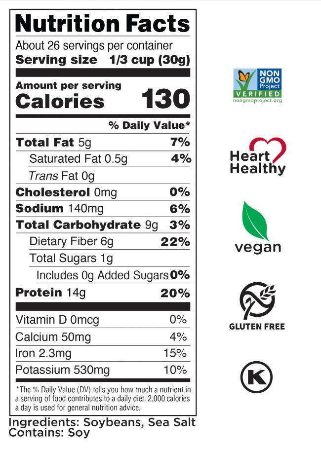 Dry Roasted Edamame Sea Salt Nutrition Facts