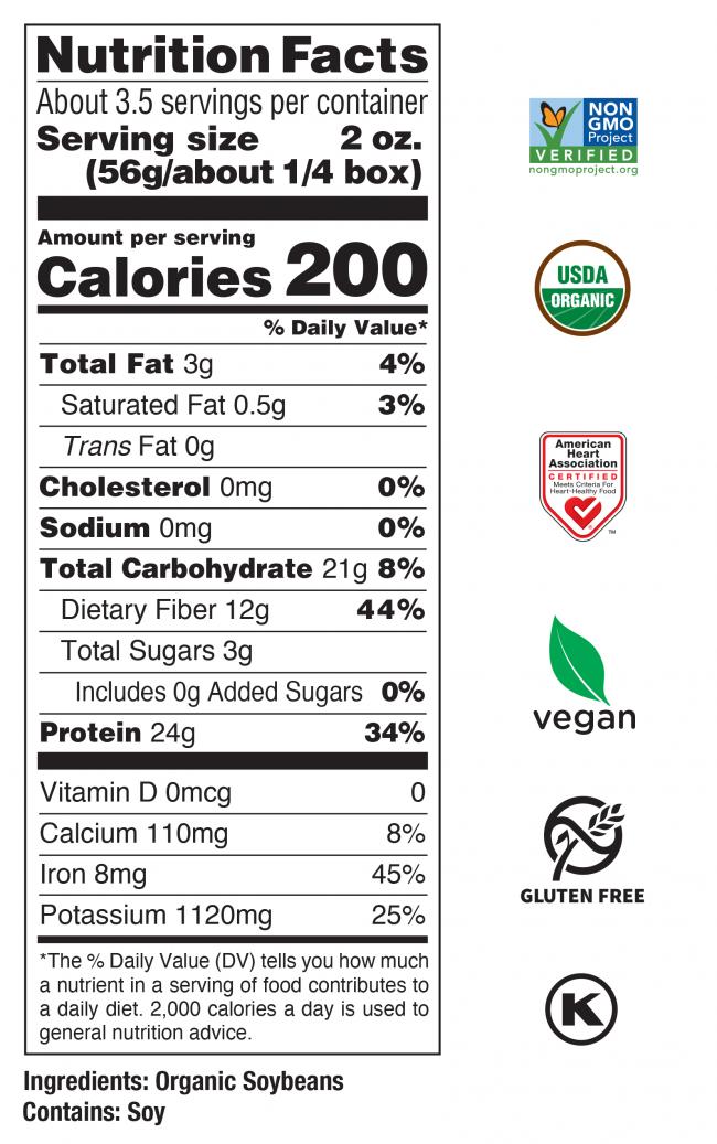 Organic<br> Edamame Spaghetti Nutrition Facts