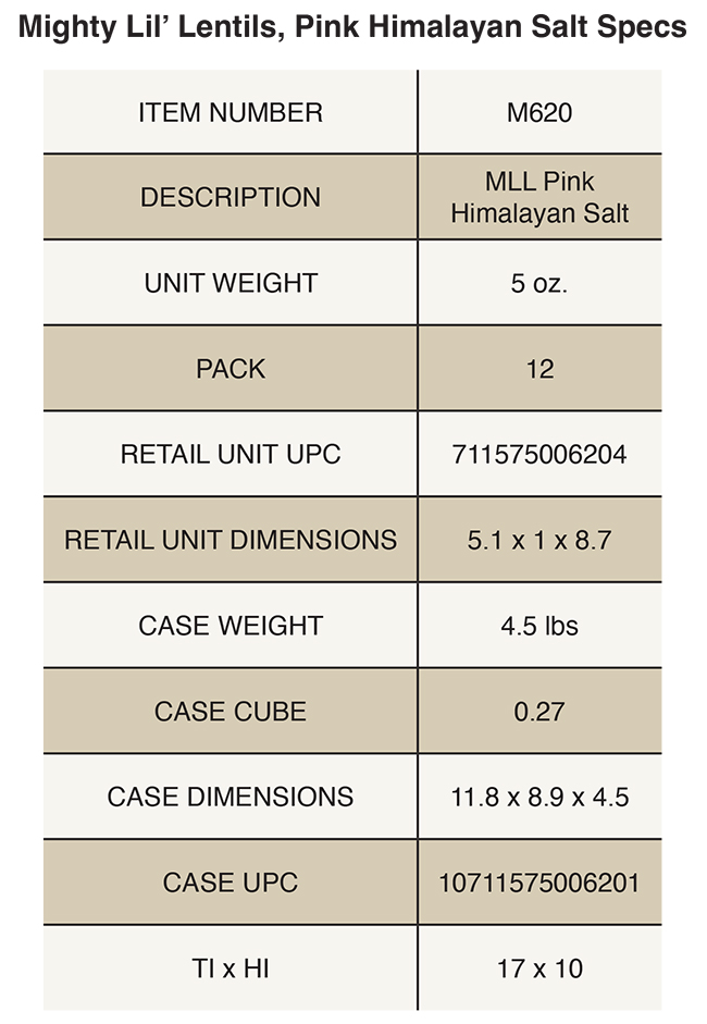 Pink Himalayan Salt Product Specs