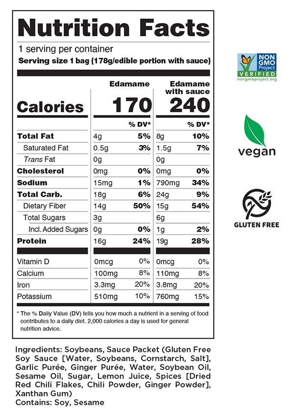 Spicy Ginger Garlic Edamame Nutrition Facts